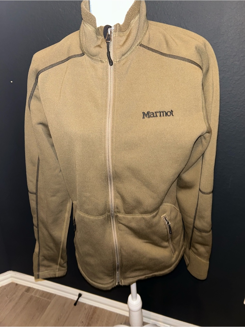 Marmot Men's Khaki Tan Full-Zip Lightweight Fleece Jacket